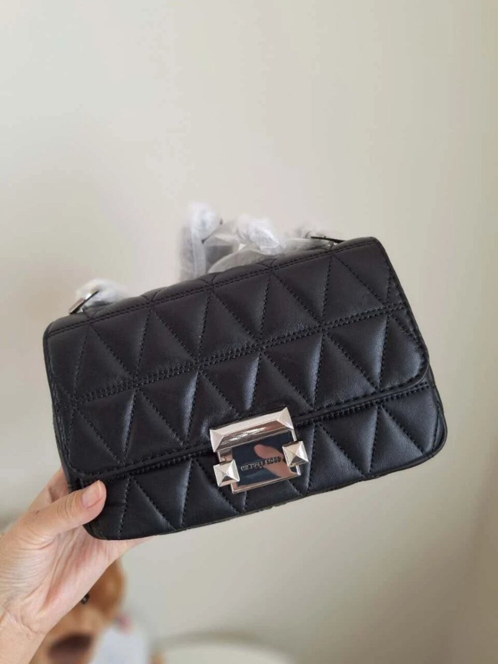 NWT MICHAEL KORS SLOAN SMALL QUILTED LEATHER BAG BLACK